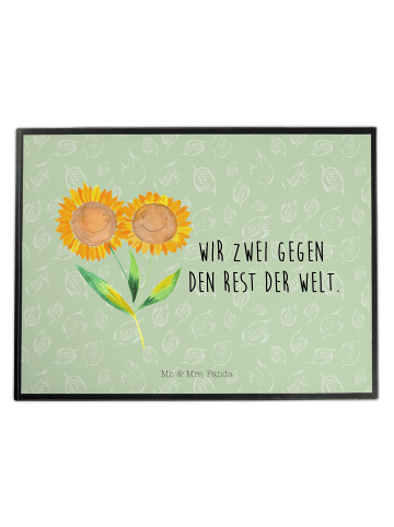 Mr. & Mrs. Panda Schreibunterlage Blume Sonnenblume mit Spruch in Blattgrün