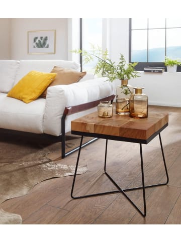 KADIMA DESIGN Beistelltisch | Akazie, 45x45x51cm, Metallgestell