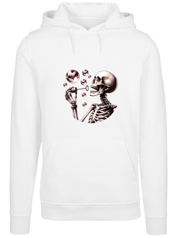 F4NT4STIC Hoodie Niedliches Goth Skelett Herz Seifenblasen in weiß