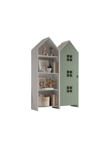 58 aufm Kessel REGALSCHRANK Set Kania 115x37x171 MDF+Holzwerkstoff Weiß /Grün