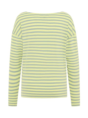 ELBSAND Langarm T-Shirt Tooske in Sunny Lime + Soft Sage STRIPE