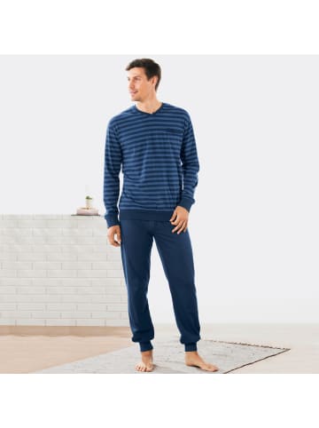 REDBEST Single-Jersey Schlafanzug 2er-Pack in blau/hellgrau-anthrazit meliert