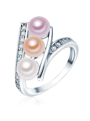 Valero Pearls Perlen-Ring Sterling Silber Zirkonia Süßwasser-Zuchtperle in silber