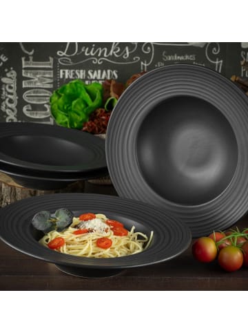 CreaTable 4 er-Set 21821 Lava Stone black Teller Set in Schwarz-Grau