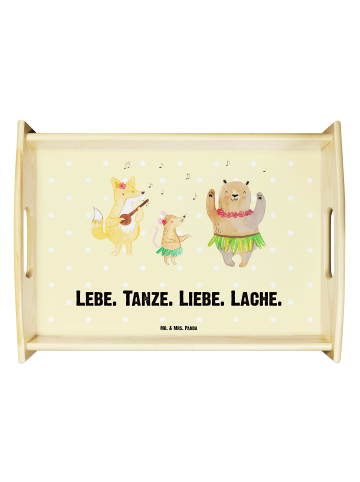 Mr. & Mrs. Panda tablett aus holz Waldtiere Aloha mit Spruch in Gelb Pastell