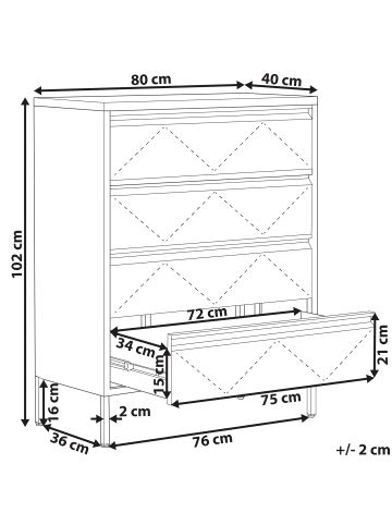 Beliani Büroschränke MATANA in Schwarz - (W) 80 x (H) 102 x (L) 40 cm