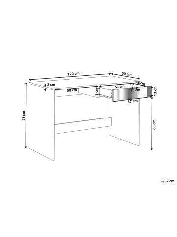 Beliani Schreibtisch LUTETIA in Weiß/Gold - (W) 120 x (H) 78 x (L) 60 cm