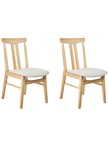Beliani 2er-Set Esszimmerstuhl AVALON in Heller Holzfarbton/Beige