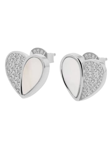 Adeliás Damen Ohrringe – Ohrstecker aus 925 Silber mit Perlmutt in silber