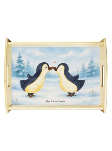 Mr. & Mrs. Panda Frühstückstablett Pinguin Liebe Design ohne Spruch in Weiß