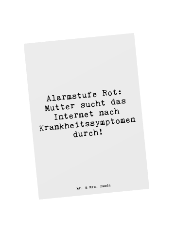 Mr. & Mrs. Panda Postkarte Alarmstufe Rot: Mutter sucht das Inte... in Weiß