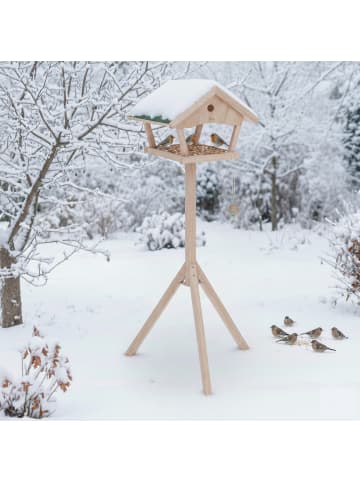 relaxdays Vogelfutterhaus in Natur/ Grün - (B)66 x (H)137 x (T)59 cm