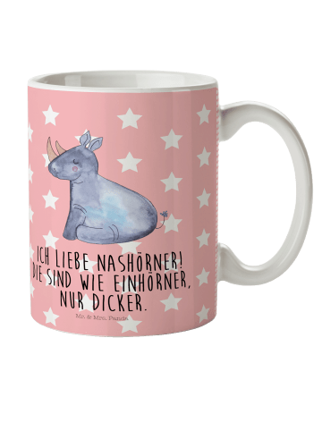 Mr. & Mrs. Panda Plastikbecher Einhorn Nashorn mit Spruch in Rot Pastell