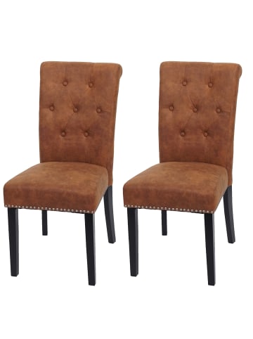 MCW 2er-Set Esszimmerstuhl Edinburgh II, Wildlederimitat, dunkle Beine