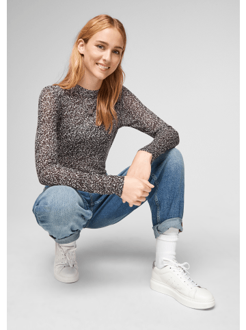 QS T-Shirt langarm in Schwarz
