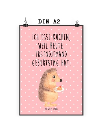 Mr. & Mrs. Panda Poster Igel Kuchenstück mit Spruch in Rot Pastell