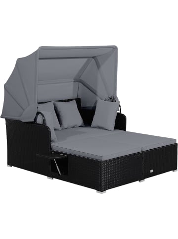 COSTWAY Sonnenliege 2-Personen mit Baldachin in Grau