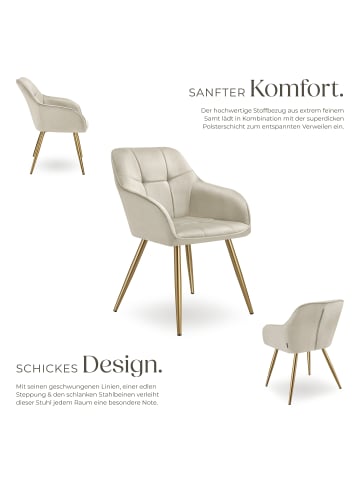 tectake Polstersessel gepolstert, in Samtoptik, gesteppt, 58 x 62 x 82 cm