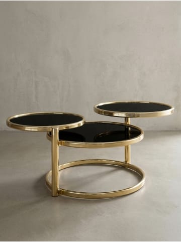 KADIMA DESIGN Couchtisch mit 3 Tischplatten / Gold 58 x 43 x 58 cm,