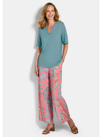 GOLDNER Kurzgröße:  Viskoseshirt Jerseyshirt mit Blende in türkis