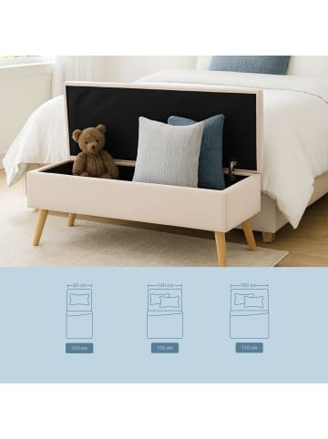 relaxdays Sitzbank in Beige  - (B)110 x (H)40 x (T)40 cm