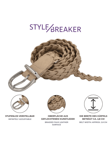 styleBREAKER Flechtgürtel in Mokkabraun