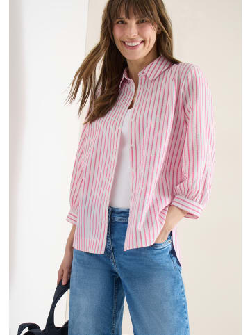 Cecil Gestreifte Seersucker Hemdbluse in Beetroot Pink