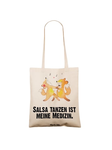 Mr. & Mrs. Panda Schultertasche Füchse Salsa tanzen mit Spruch in Creme