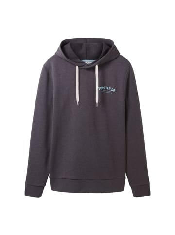 Tom Tailor Hoodie mit Label-Print Tunnelzug Kapuzenpullover Cotton in Dunkelgrau