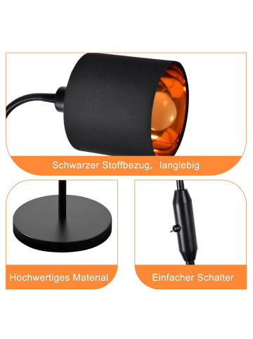 ZMH Stehlampe 163cm in schwarz 360° Drehbar mit Stoff Lampenschirm
