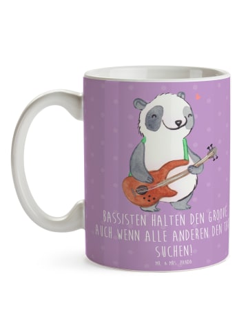 Mr. & Mrs. Panda Keramiktasse Bassgitarre Groove mit Spruch in Lavendeltraum