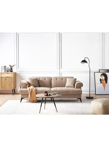 Beliani 3-tlg 3-Sitzer Sofa SKIVE in Braun/Schwarz