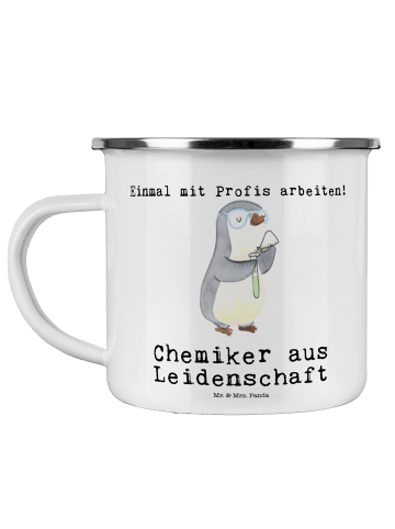Mr. & Mrs. Panda Campingtasse Chemiker Leidenschaft mit Spruch in Weiß