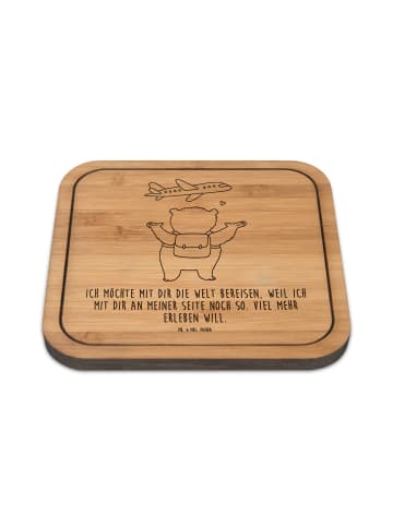 Mr. & Mrs. Panda Untersetzer Kork Bär Flugzeug mit Spruch in Transparent