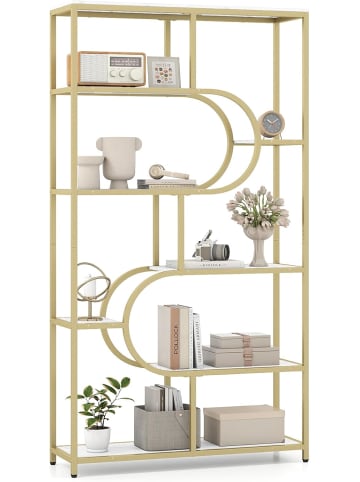 COSTWAY 5-stöckig Bücherregal in Gold