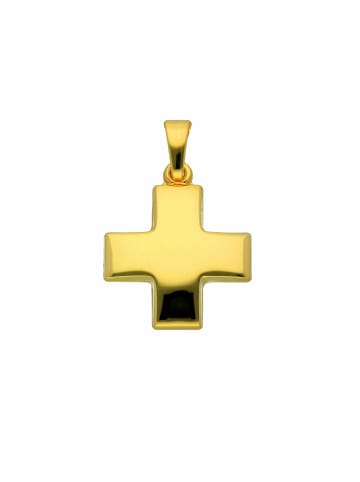 Adeliás Damen & Herren 585 Gold Kreuz Anhänger in gold