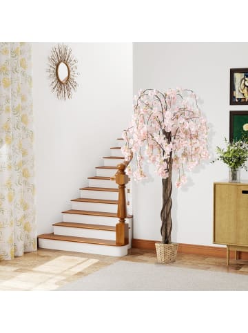 COSTWAY Künstlicher Kirschblütenbaum Kunstpflanze in Weiß