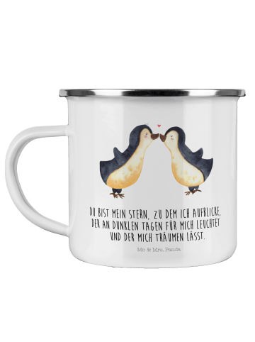 Mr. & Mrs. Panda Pott Pinguin Liebe mit Spruch in Weiß