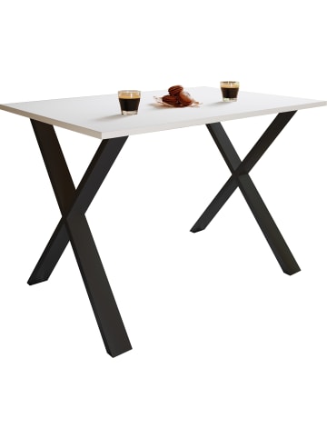 VCM Premium Holz Esstisch Küchentisch Xona X 110x80 in Schwarz / Weiß