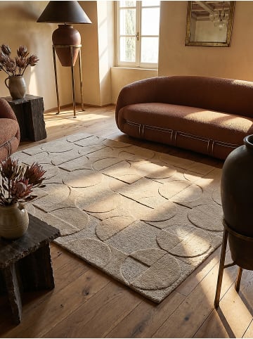 KADIMA DESIGN Teppich Wolle Handgetuftet DEBEN Geometrisch Wohnzimmer Modern in Braun