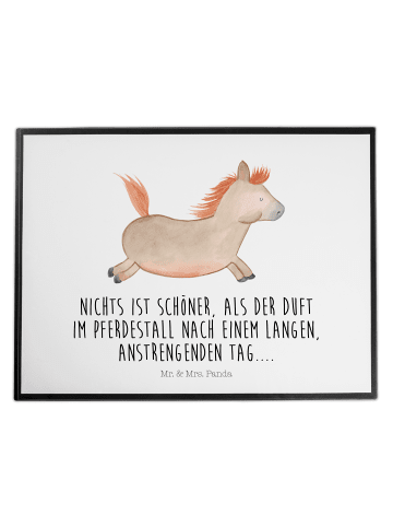 Mr. & Mrs. Panda Tischschoner Pferd Springen mit Spruch in Weiß