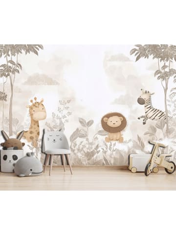 WALLARENA Fototapete Kinder Dschungel in Beige
