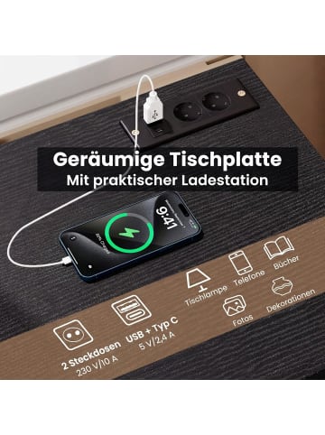 COSTWAY Nachttisch mit Ladestation 38 x 35 x 66 cm in Schwarz