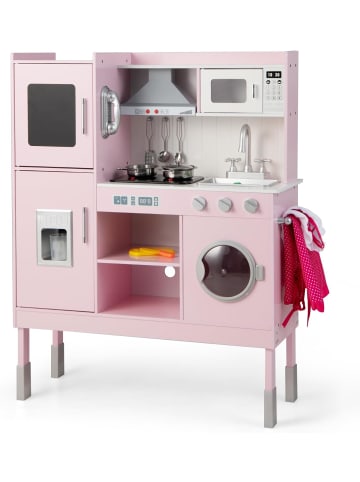 COSTWAY Kinderküche Holz mit Licht & Sound ab 3 Jahren in Rosa