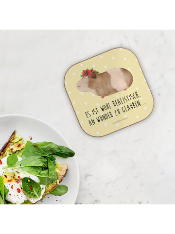 Mr. & Mrs. Panda Bierdeckel Meerschweinchen Weisheit mit Spruch in Gelb Pastell