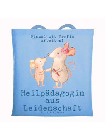 Mr. & Mrs. Panda Büchertasche Heilpädagogin Leidenschaft mit Spruch in Sky Blue