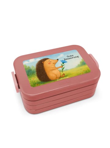 Mr. & Mrs. Panda Brotdose Igel Blumen Design mit Spruch in Rot Pastell