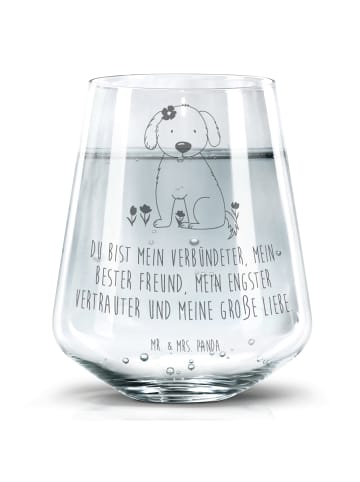 Mr. & Mrs. Panda Trinkglas Hund Dame mit Spruch in Transparent