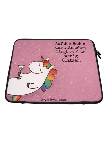 Mr. & Mrs. Panda Laptop Hülle Einhorn Blümchentail Design mit Spruch in Weiß