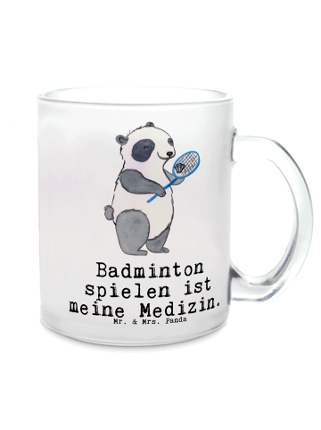 Mr. & Mrs. Panda Teetasse Panda Badminton  mit Spruch in Transparent